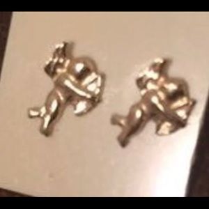 Dainty 14k gold stamped cherub earrings